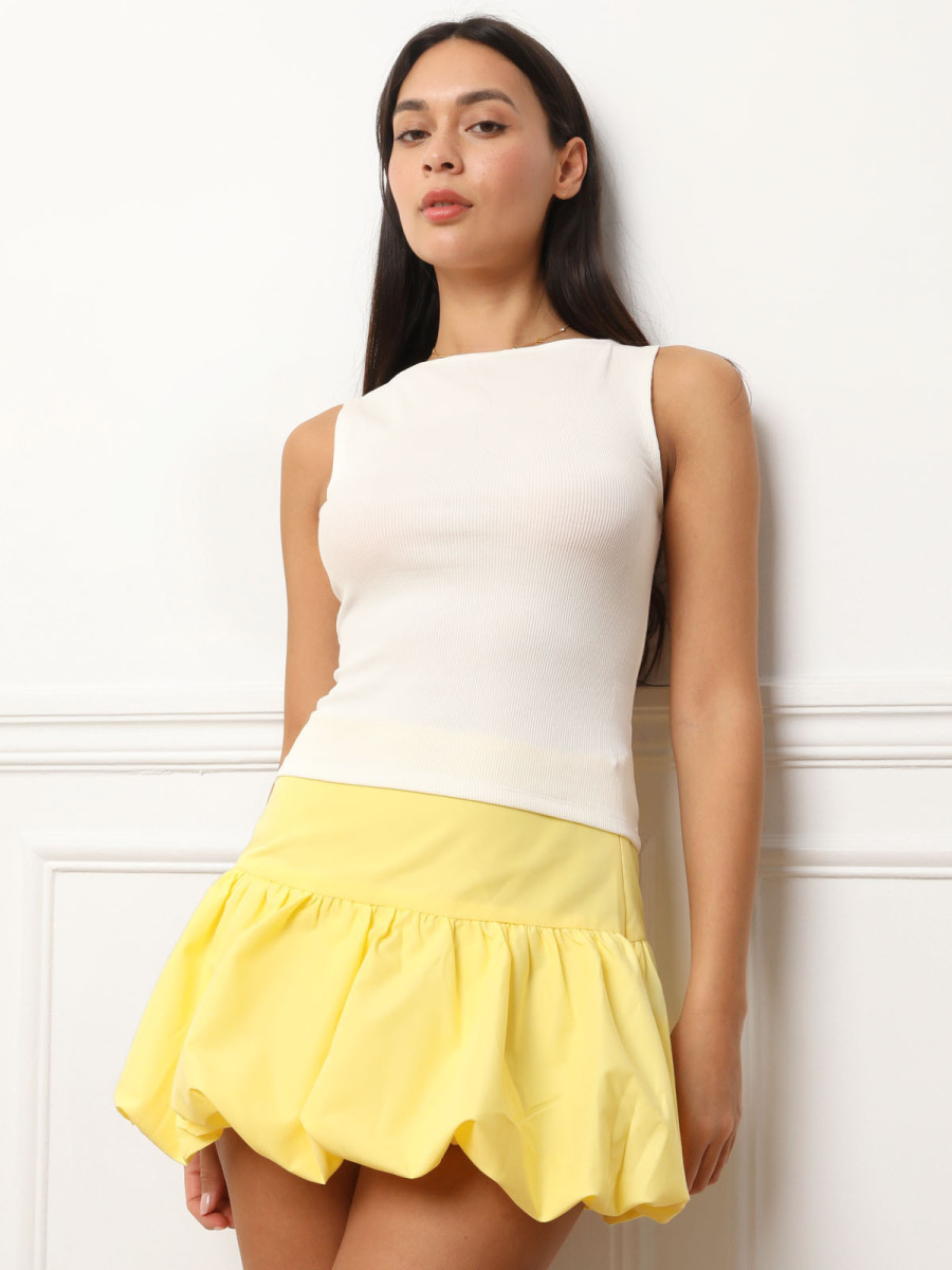 Débardeur moulant sans manches blanc