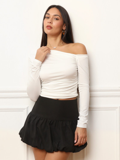 Top froncé et asymétrique blanc