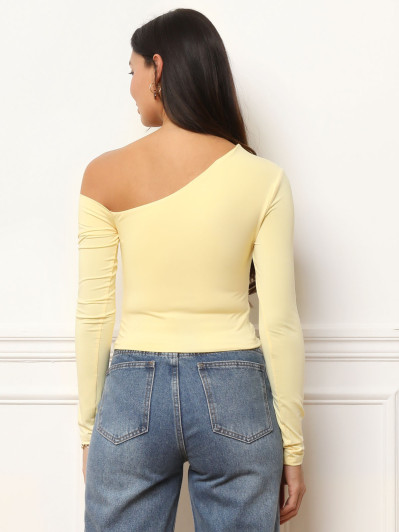Top froncé et asymétrique jaune