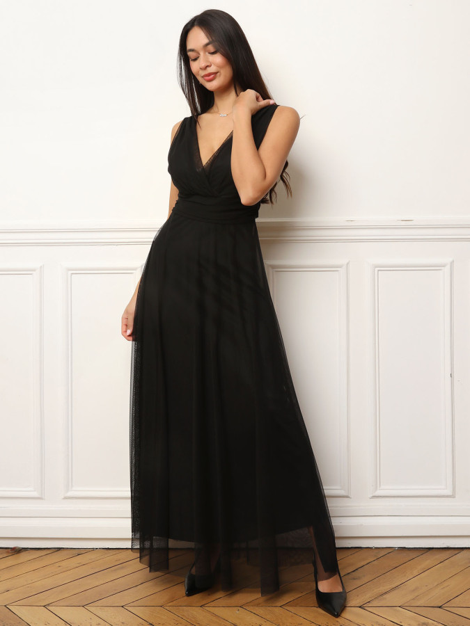 Modeuse Robe Robe Longue Noire ImprimÃ© Fleuri Robe De