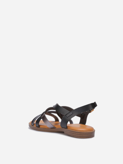 Sandales plates à brides entrecroisées noires