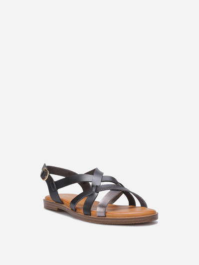 Sandales plates à brides entrecroisées noires