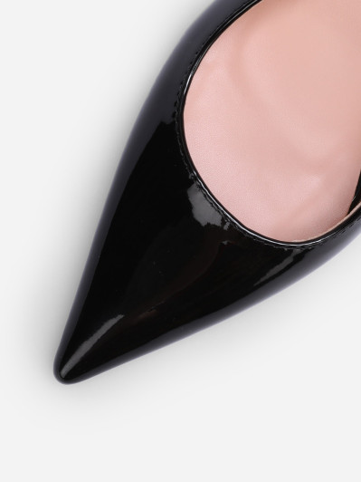 Slingback vernis noirs à talon bobine