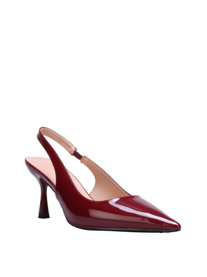 Slingback vernis bordeaux à talon bobine