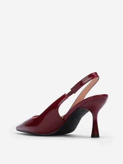 Slingback vernis bordeaux à talon bobine