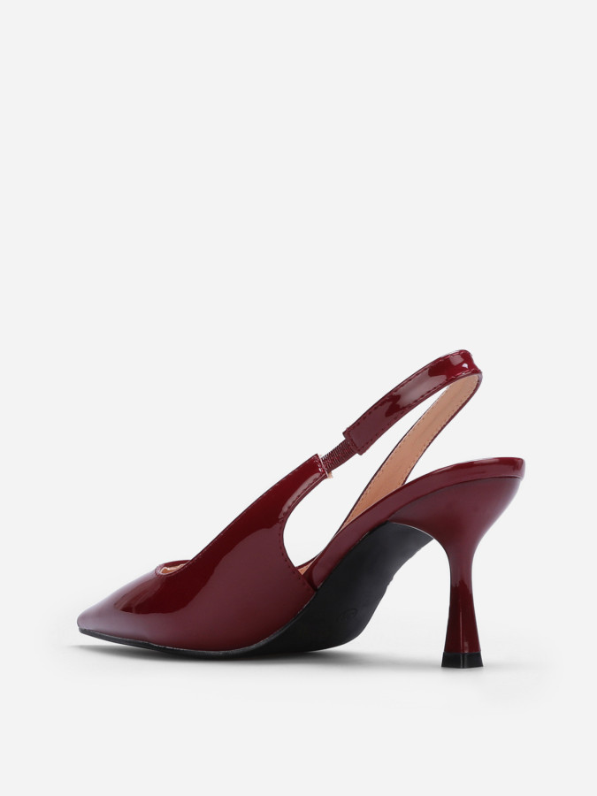 Slingback vernis bordeaux à talon bobine