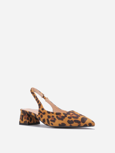 Escarpins slingback léopard à petit talon carré