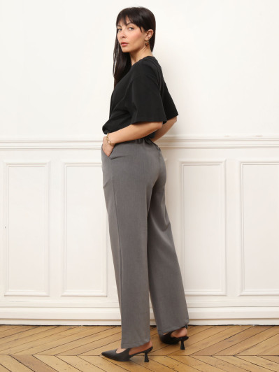 Pantalon style costume large gris