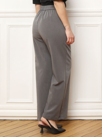Pantalon style costume large gris