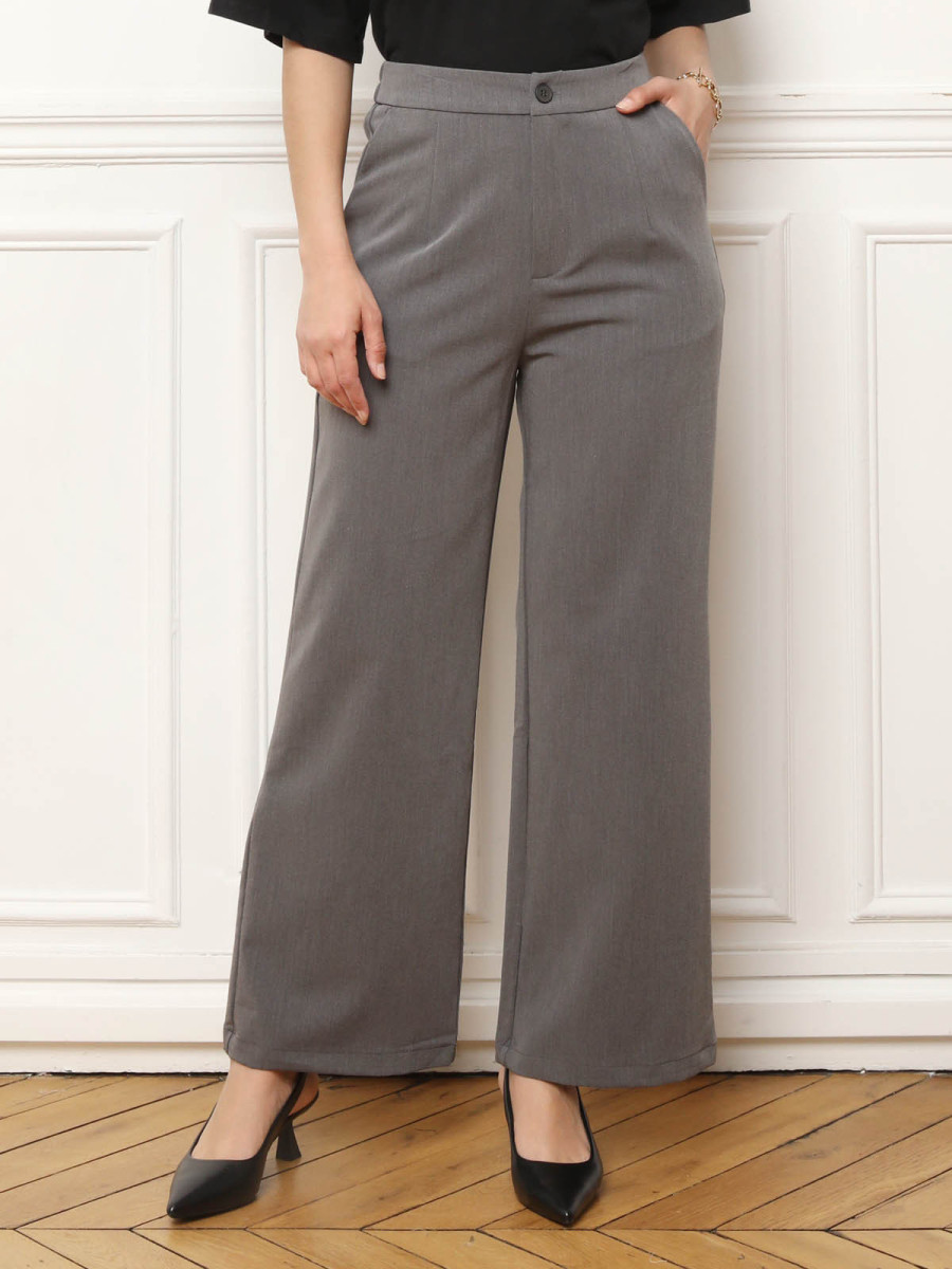 Pantalon style costume large gris