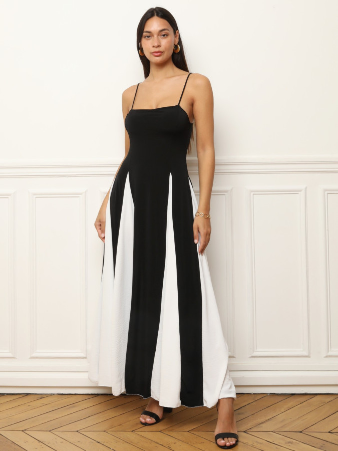 Robe longue bicolore noir et blanche