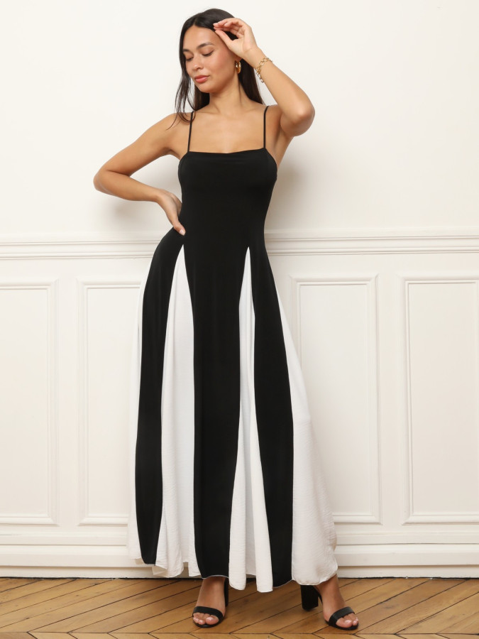 Robe longue bicolore noir et blanche