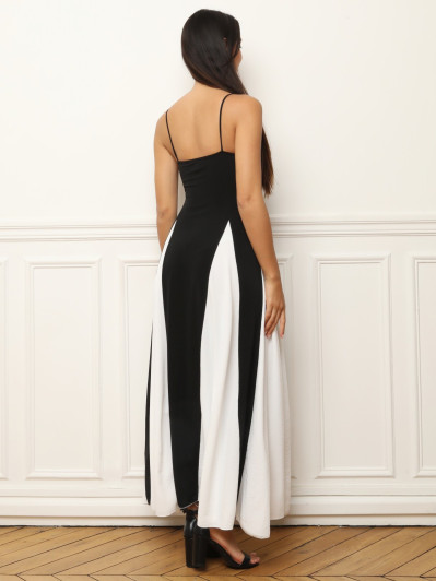 Robe longue bicolore noir et blanche