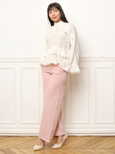 Blouse ample volantée écrue