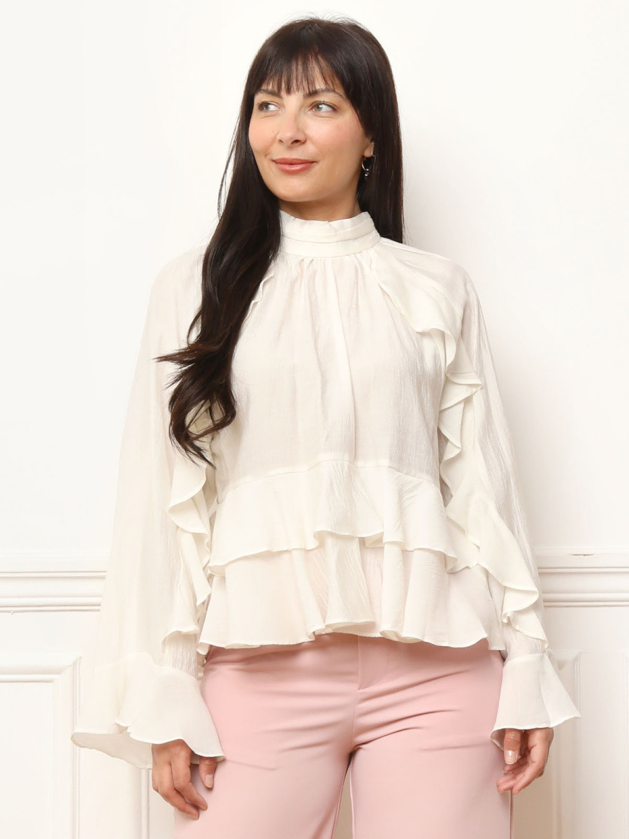 Blouse ample volantée écrue