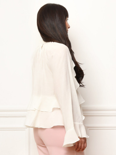 Blouse ample volantée écrue