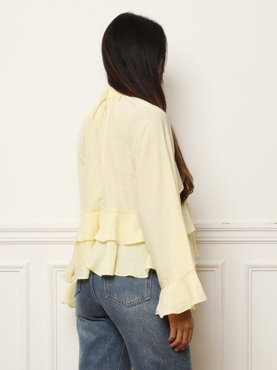 Blouse ample volantée jaune