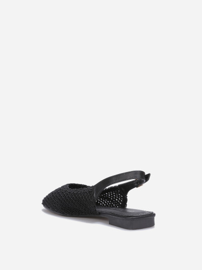 Ballerines slingback noires effet crochet