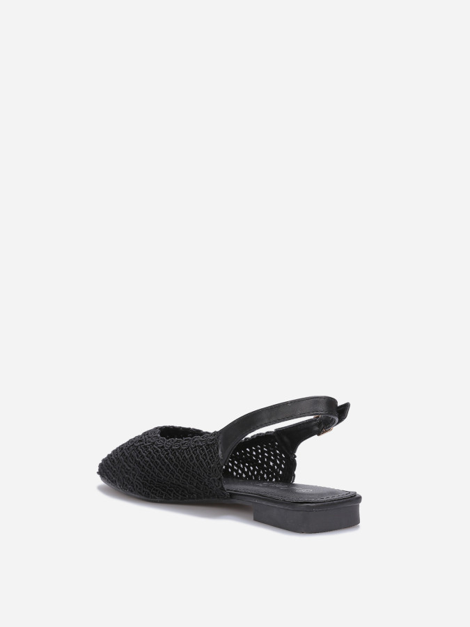 Ballerines slingback noires effet crochet