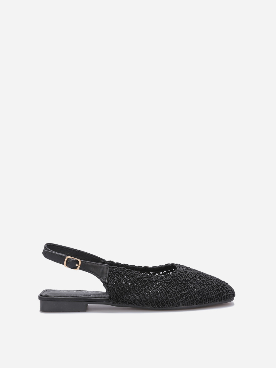 Ballerines slingback noires effet crochet