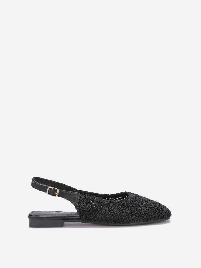 Ballerines slingback noires effet crochet