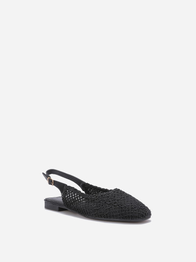 Ballerines slingback noires effet crochet
