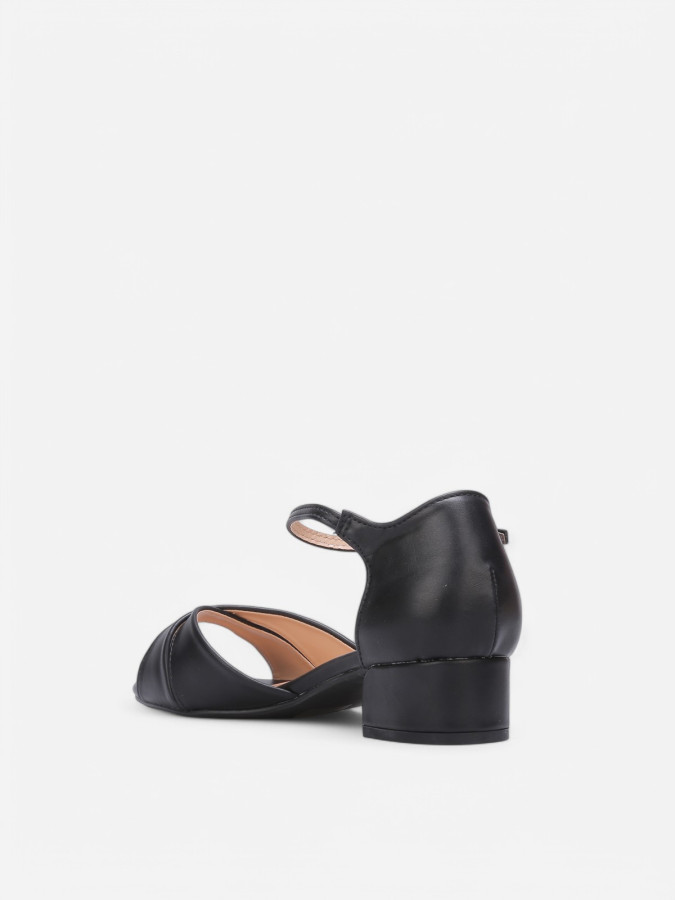 Mules Kiara Shoes Femme Noires - Talon Bloc 9cm, Bandes Croisées - Fabriqué En Italie - MY244 NOIR