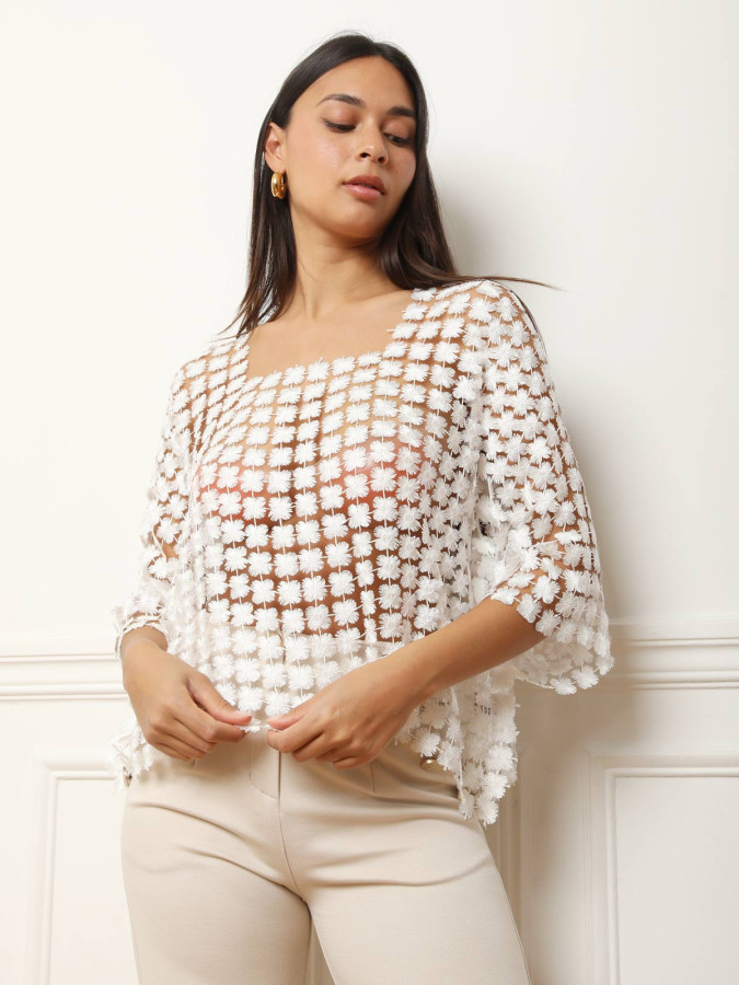Top style fleurs en crochet