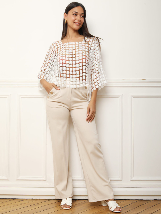 Top style fleurs en crochet