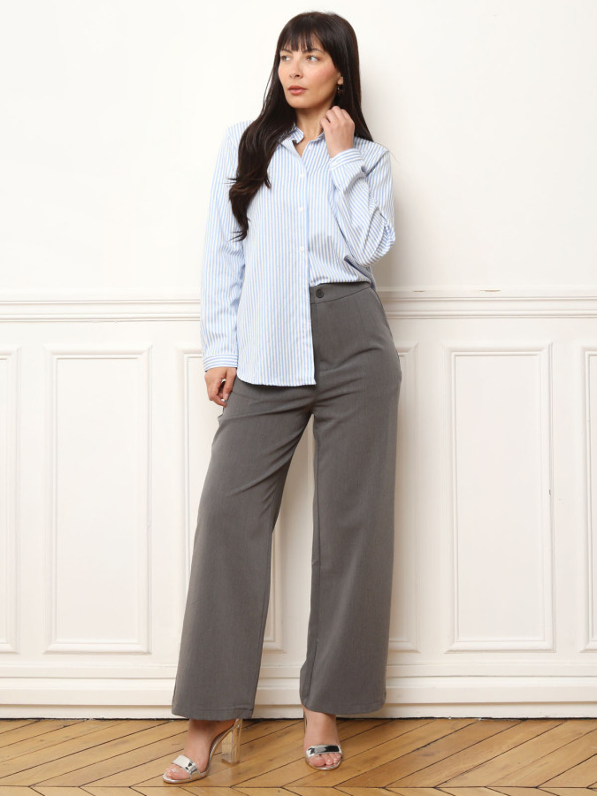 Chemise à rayures et petite strass bleu clair