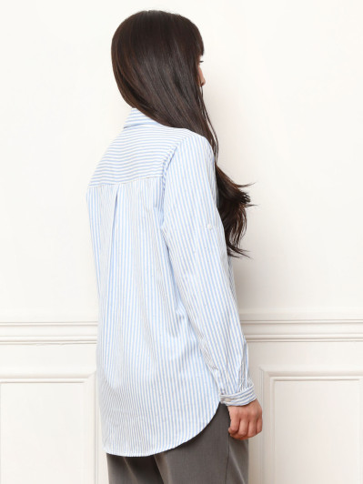 Chemise à rayures et petite strass bleu clair