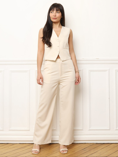 Veston court beige à 3 boutons