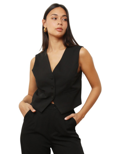 Veston court noir à 3 boutons