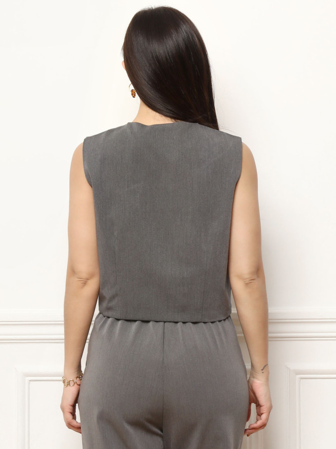 Veston court gris à 3 boutons