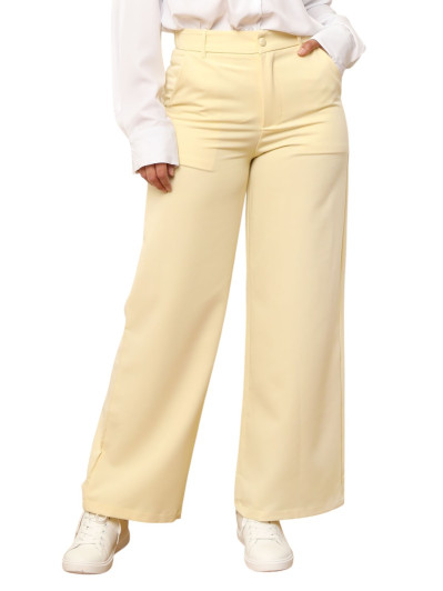Pantalon tailleur classique évasé jaune