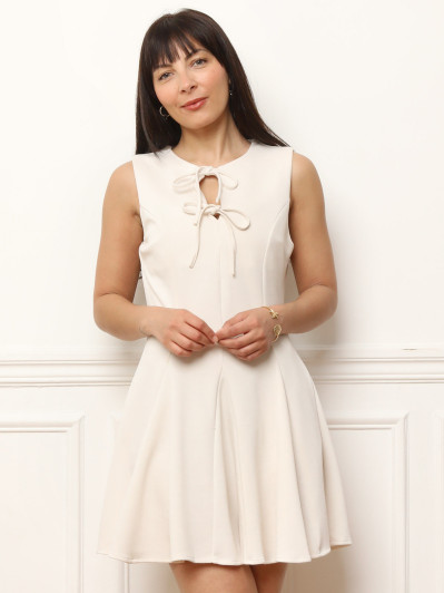 Robe patineuse à nœuds beige