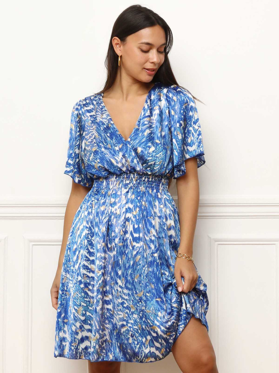 Cocktail Robe Courte LÃ©gÃ¨re Connected Apparel Robe Courte Bleue