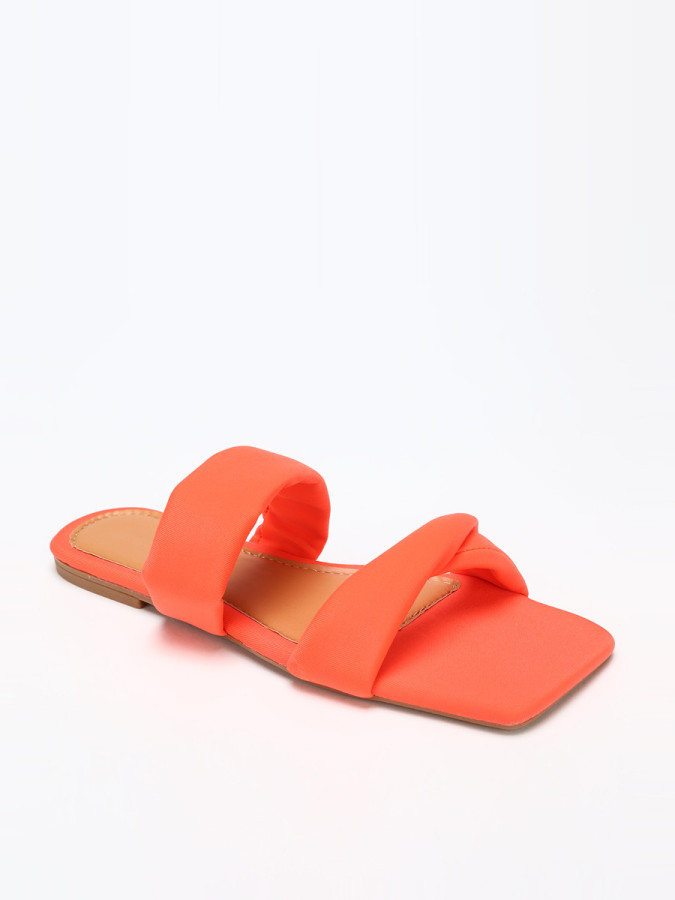 Mules oranges à double brides