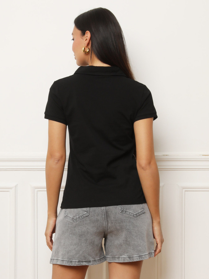 Polo classique en coton noir