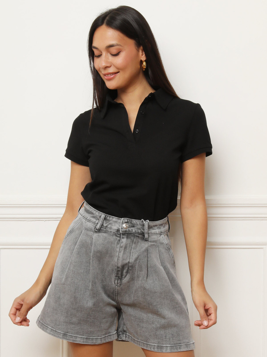 Polo classique en coton noir