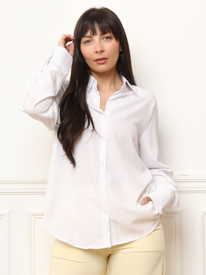 Chemise fluide à effet satiné blanche