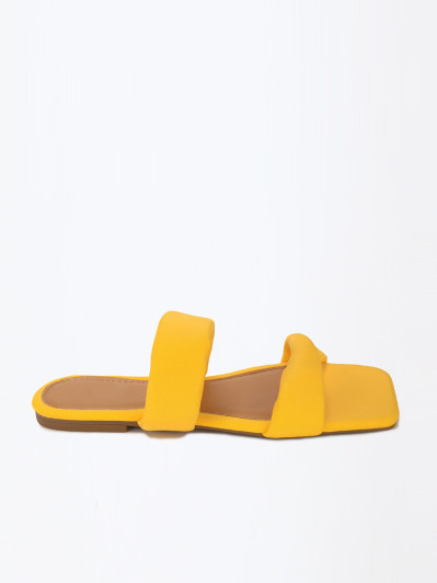 Mules jaunes à double brides