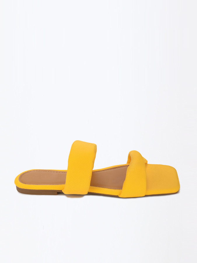 Mules jaunes à double brides