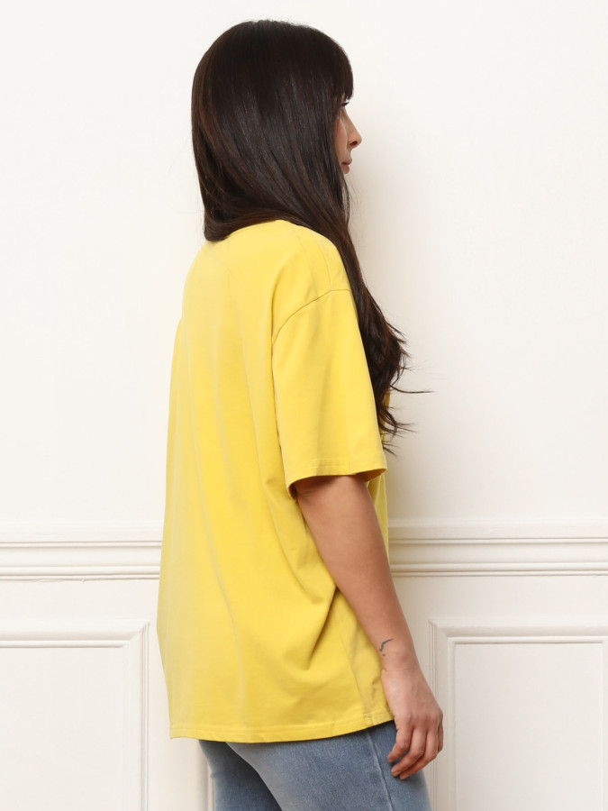 T-shirt oversize et long en coton jaune