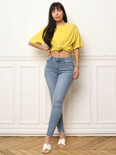 T-shirt oversize et long en coton jaune