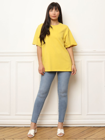 T-shirt oversize et long en coton jaune