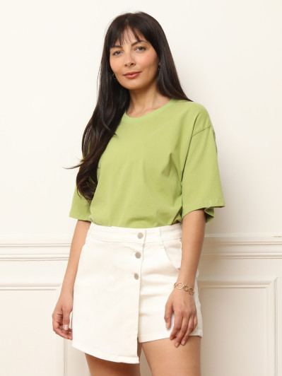 T-shirt oversize et long en coton vert olive