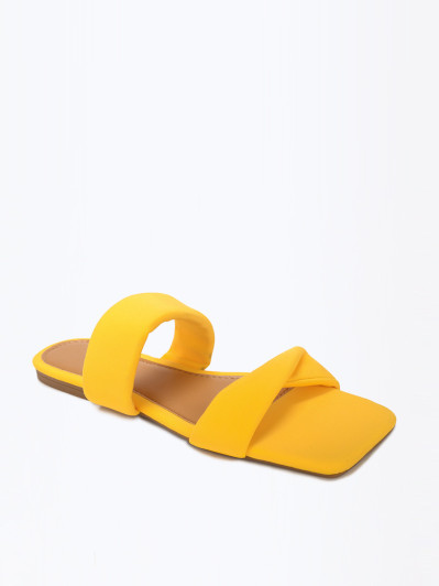 Mules jaunes à double brides