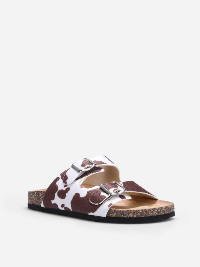 Mules double brides à motif animal