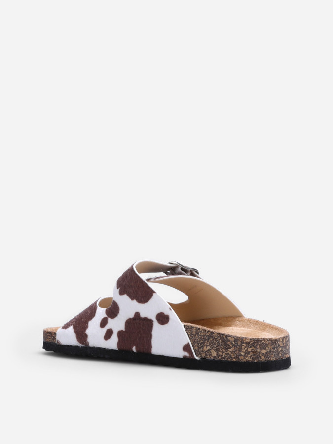 Mules double brides à motif animal